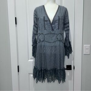 Indigo Thread Elegant Gray Lace Dress Size M